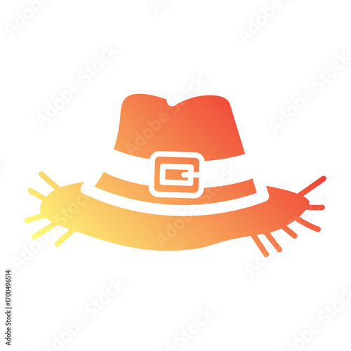 Minimalist Flat gradient icon of pilgrim hat