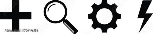 Two circles and a magnifying glass search icon for discovery and analysis silhouette