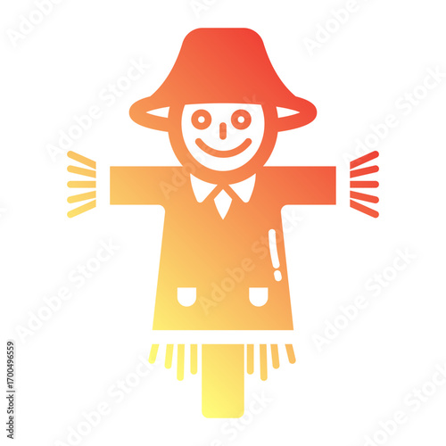 Minimalist Flat gradient icon of scarecrow
