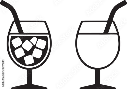 Cocktail food drinks cup vector icons line art illustration