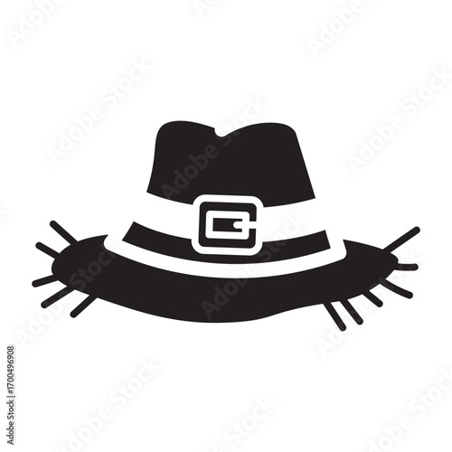 Minimalist Glyph icon of pilgrim hat