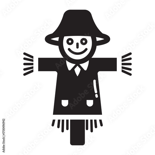 Minimalist Glyph icon of scarecrow