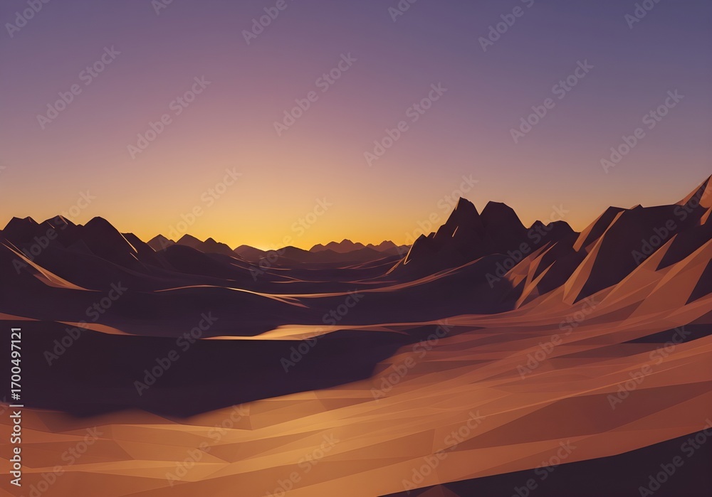 Fototapeta premium low poly desert landscape sunset stylized graphic