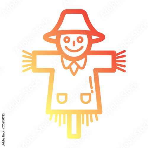 Minimalist Line gradient icon of scarecrow