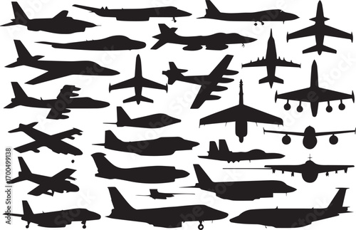 set of airplane silhouettes vector icons for air travel design and aviation projects ai eps jpeg png