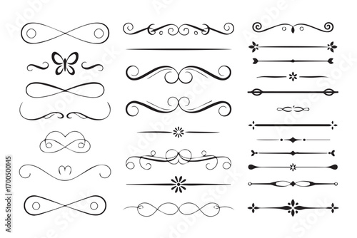 decorative vintage ornament line art flourishes floral scroll dividers frame vector elements for wedding invitation card
