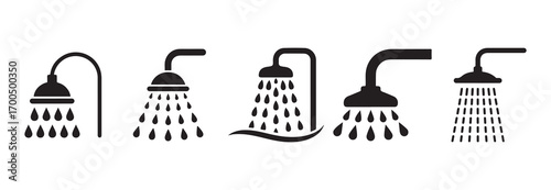 Black shower vector. Bathroom icon symbol eps 10