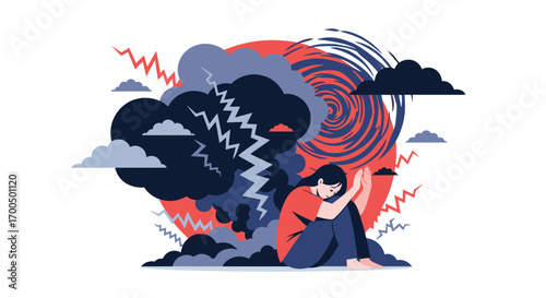 Illustrating the overwhelming feeling of mental turmoil and emotional distress
