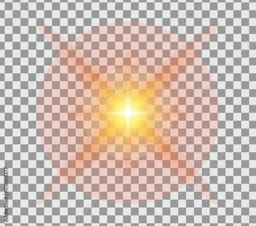 Glowing bright golden light flare radiating outwards creating a magical luminous effect