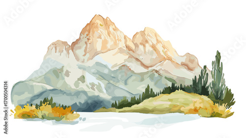 Triglav National Park. Triglav National Park watercolor vector illustration