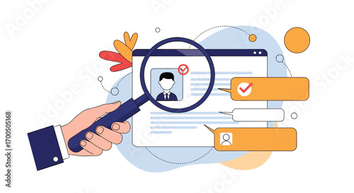 Illustrating the process of candidate search and selection for job applications and human resources management