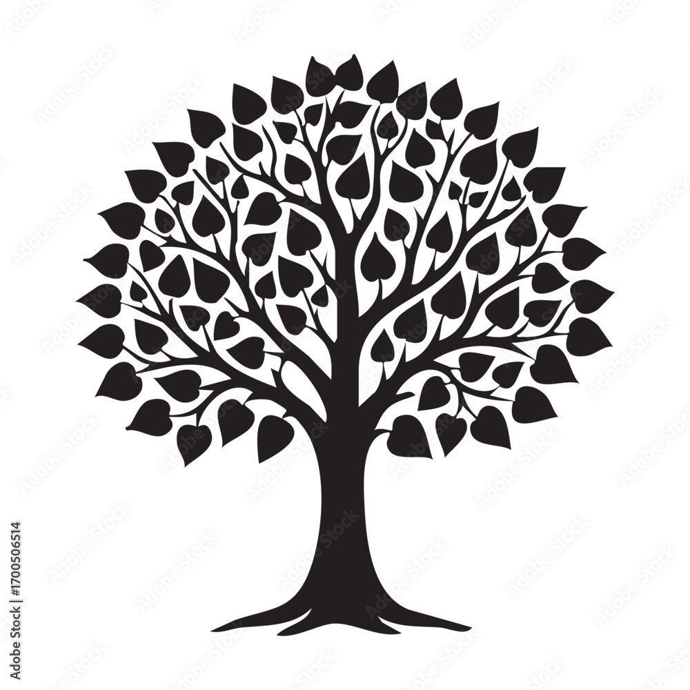 Fototapeta premium Vector tree silhouette with leaves illustration design.
