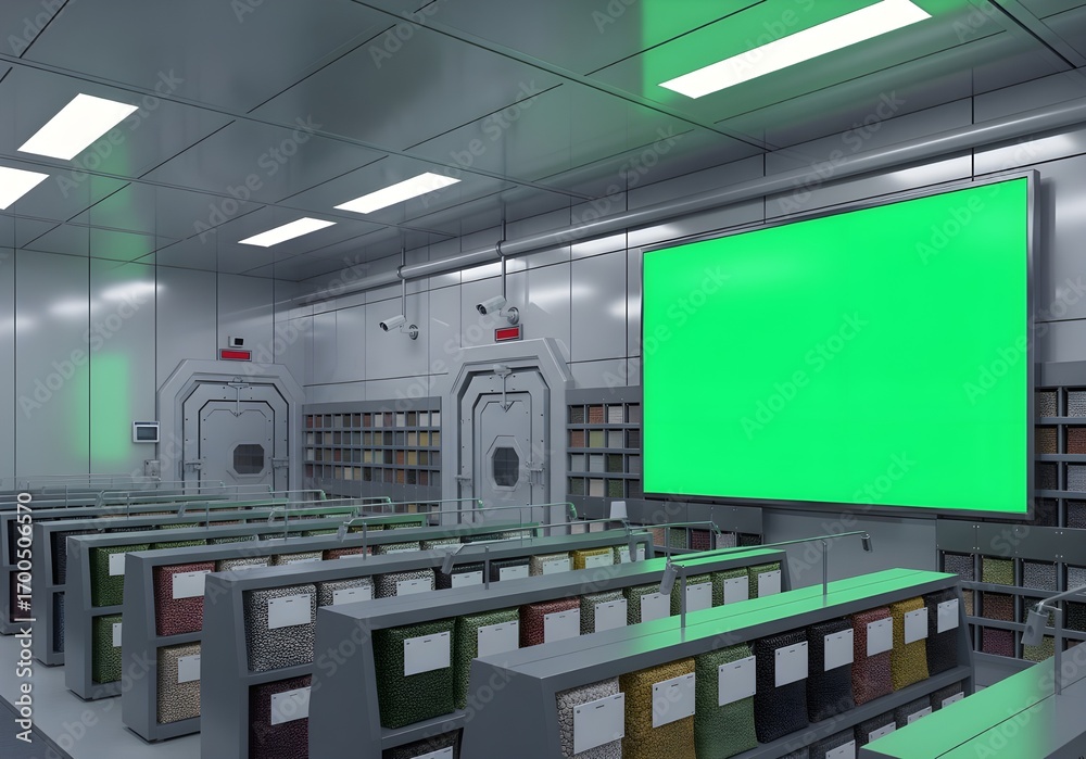 Fototapeta premium advanced biotechnology lab green screen display data storage