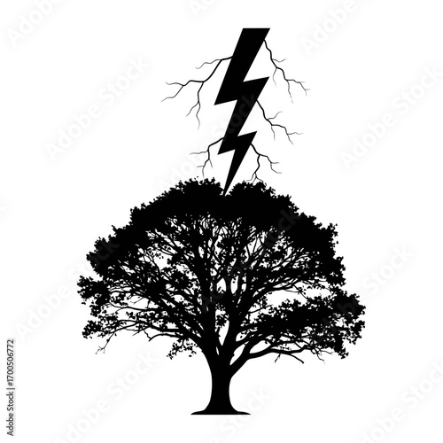 Tree Struck by Lightning Silhouette