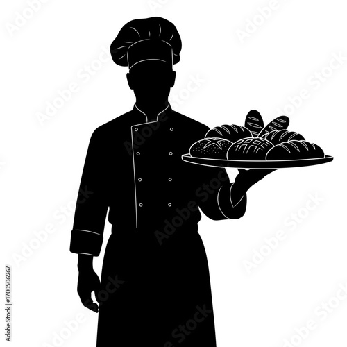 Baker Holding Bread Tray

