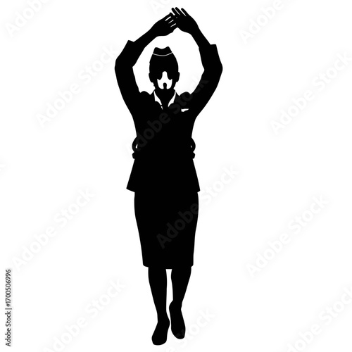 Flight Attendant Demonstrating Instructions