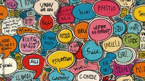 Vibrant Chaos of Abstract Speech Bubbles in a Graffiti Art Style