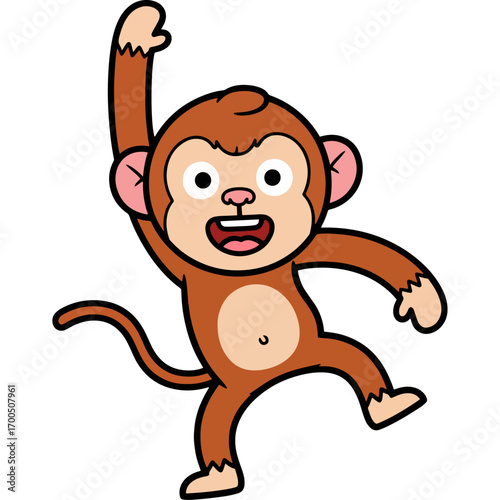 Little Monkey Fun: A little monkey is laughing very fun, which is suitable for children's stories, comedy shows, and fun-themed clothing or accessory designs.