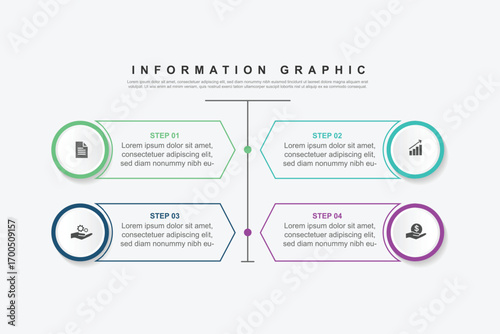modern design template banner infographic. 4 step process information or presentation with icons