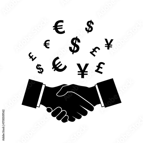 Business Handshake with Currency Symbols