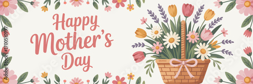 Happy Mother's Day banner flat vector illustration background