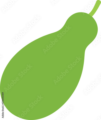 Stylized Green Bottle Gourd Vector Icon Illustration