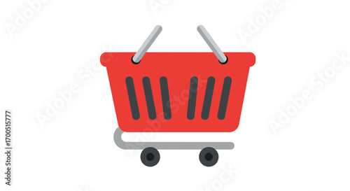 Illustration of a red shopping cart symbolizing retail and consumerism