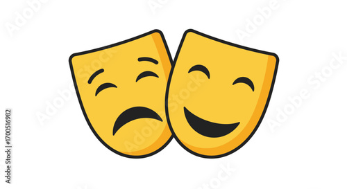Comedy and tragedy theatrical masks representing emotions and drama expressions