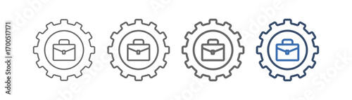 
outline icon set business with gear and briefcase design