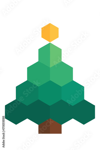 Geometric Christmas Tree: Modern Hexagon Holiday Design