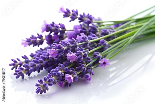 Beautiful bouquet of lavender flowers serene purple blooms delicate fragrance natural beauty on a soft yellow surface