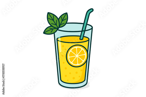 Refreshing lemonade with lemon slice and mint in a glass lemonade with mint