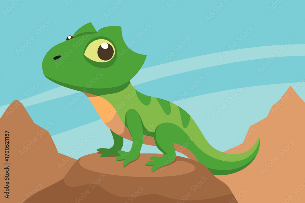 Fototapeta premium cartoon lizard on desert rock- .svg 