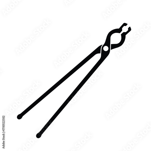 Blacksmith Tongs Silhouette. Black and White Icon Design Elements on Isolated White Background