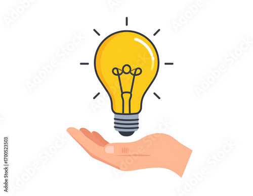 Hand holding a light bulb, concept of innovation and creativity. Business thinking