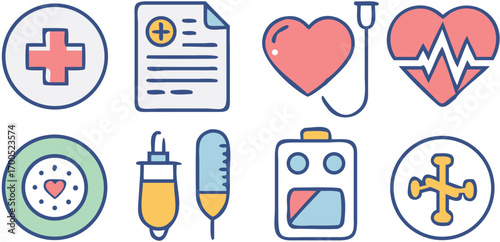 Financial illustration featuring a book, bank, piggy bank, graph, coins, calculator, and money.