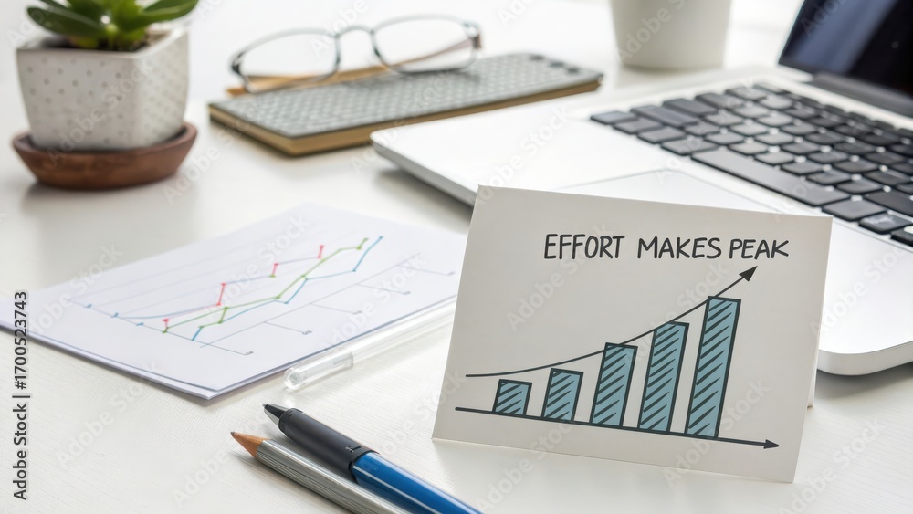Obraz premium Business Concept of Growth with Graph and Notes on Desk