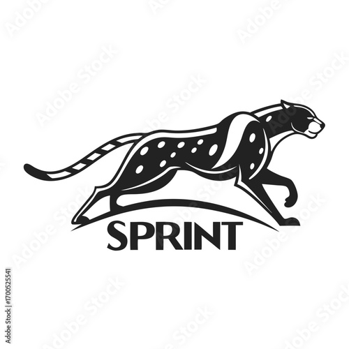 Stylized black cheetah running with the word sprint below
