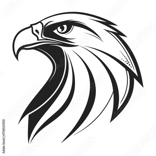 Stylized eagle head silhouette with sharp lines and bold design