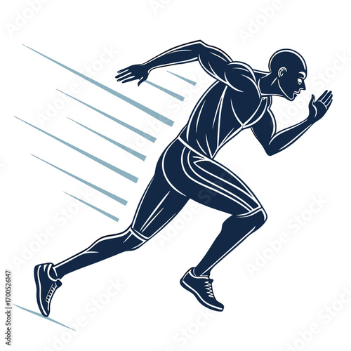 Dynamic silhouette of an athlete in full stride representing speed and athletic achievement
