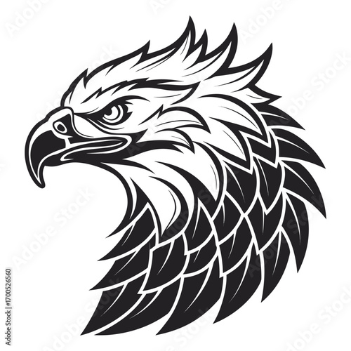 Stylized black and white eagle head emblem