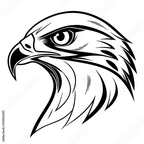 Stylized black and white eagle head profile illustration