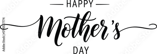 Happy Mother's Day Calligraphy with Flourishes on Transparent Background