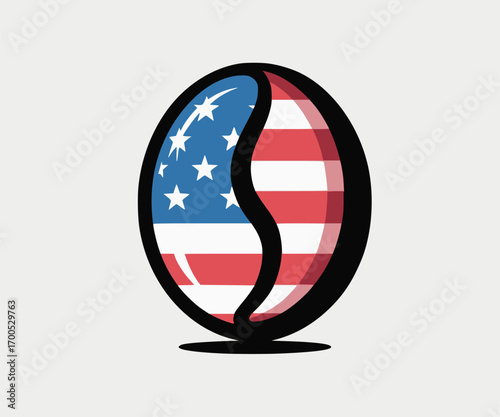 Oval shape with american flag stripes and stars vector