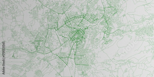 Bild auf Leinwand Yerevan (Armenia) street map. The style of the map is green ink