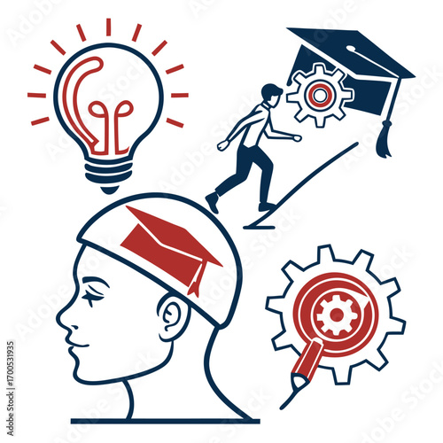 Education and knowledge concept icons learning idea