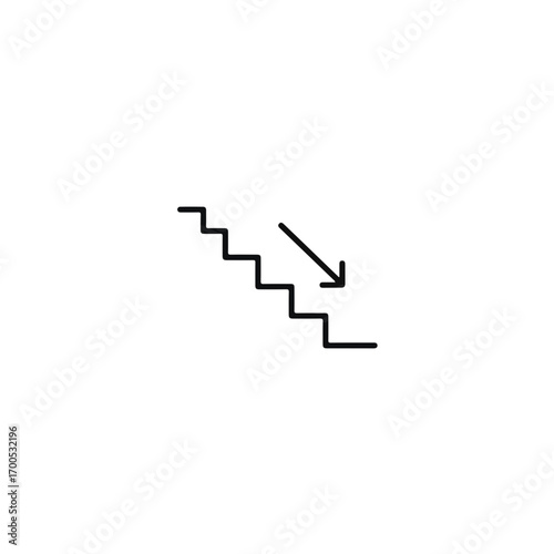 Downward staircase illustration with arrow indicating movement  