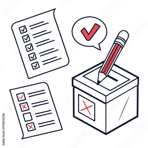 Election Voting and Polling Illustration ballot pencil