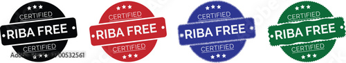 Riba Free Stamp Vector Set – Islamic Finance Halal Seal Badges and Labels