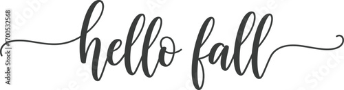 Hello Fall Elegant Script Text on White Background Autumn Season Design